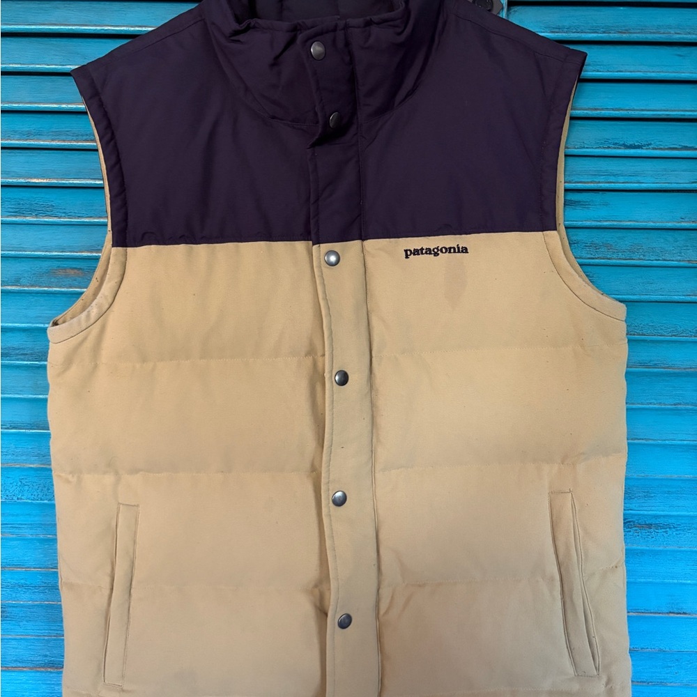 Patagonia Men's Two-Tone Puffer Vest - Tan and Black